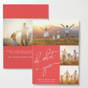 Happy New Year Red Photo Holiday Card