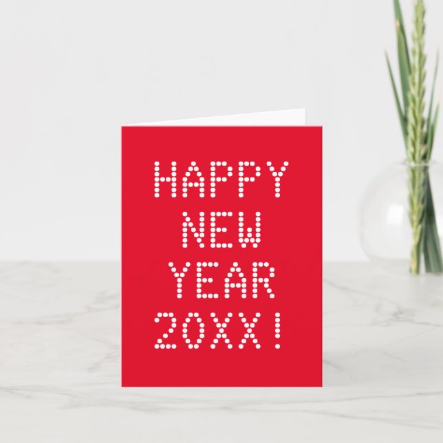 Happy New Year red white custom text modern Card (Front)