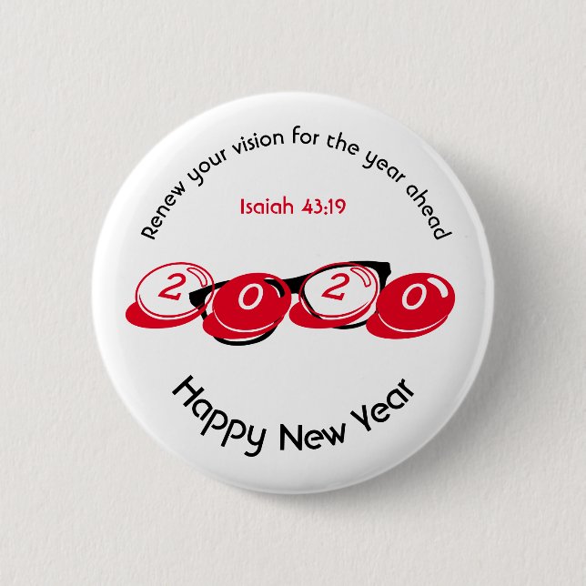 Happy New Year RENEW VISION 2020 Stylish 6 Cm Round Badge (Front)