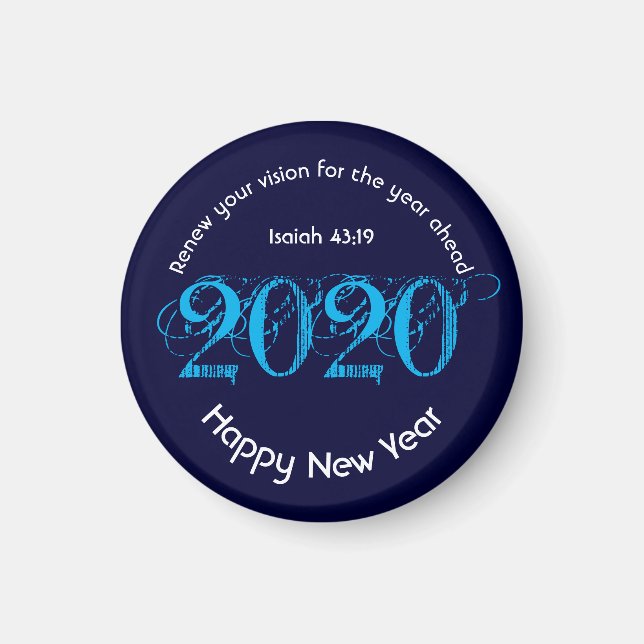 Happy New Year RENEW VISION 2020 Stylish BLUE Magnet (Front)