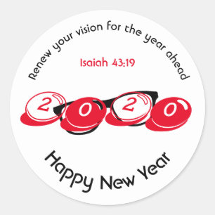 Happy New Year RENEW VISION 2020 Stylish Classic Round Sticker