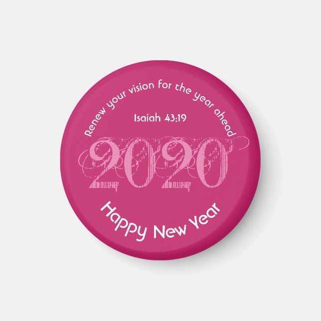 Happy New Year RENEW VISION 2020 Stylish PINK Magnet (Front)