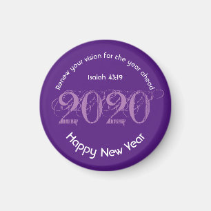 Happy New Year RENEW VISION 2020 Stylish Purple Magnet