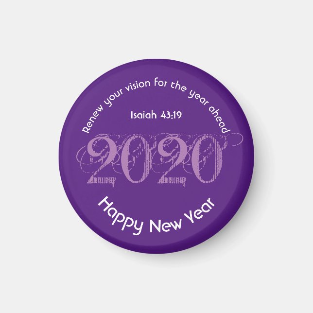 Happy New Year RENEW VISION 2020 Stylish Purple Magnet (Front)