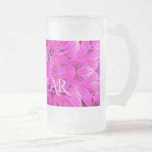 Happy New Year Ringer Frosted Glass Beer Mug
