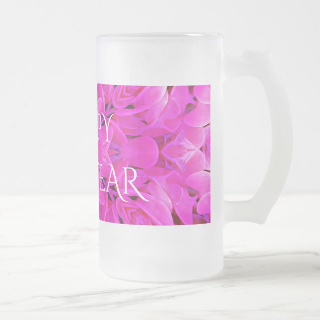 Happy New Year Ringer Frosted Glass Beer Mug (Right)