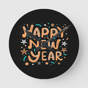 Happy New Year Round Clock