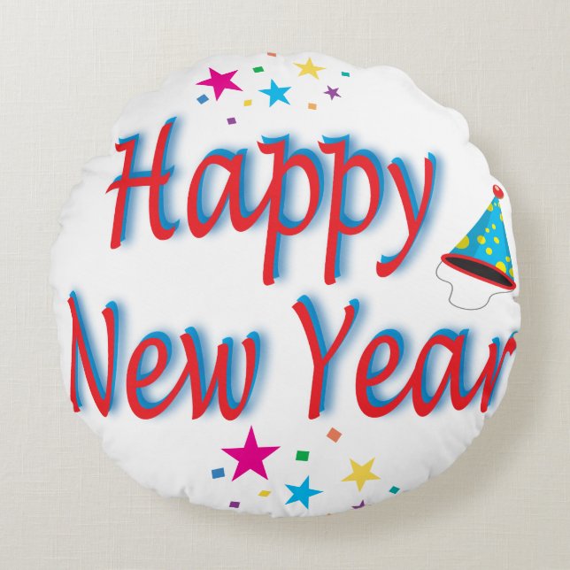 Happy New Year Round Cushion (Front)