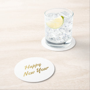 Happy new year - round paper coaster