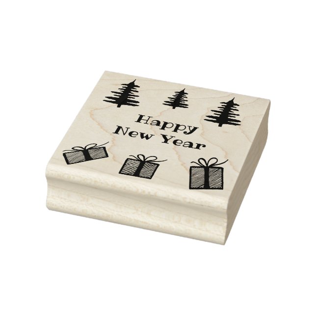 Happy New Year rubber stamp, new year Rubber Stamp (Stamp)