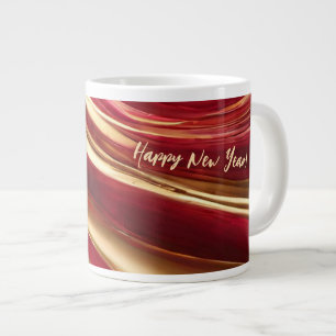 Happy New Year-Ruby Red and Gold- Large Coffee Mug