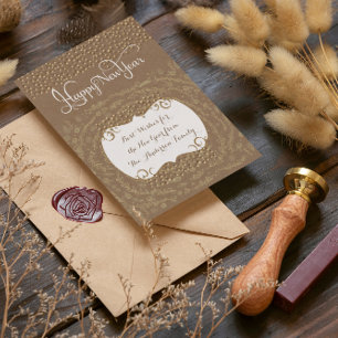 Happy New Year Rustic Floral Garland Invitation