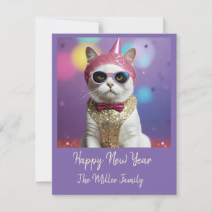 Happy New Year’s party - Cat in Disguise  Holiday Card