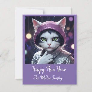 Happy New Year’s party - Cat in Disguise  Holiday Card