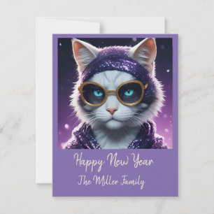Happy New Year’s party - Cat in Disguise  Holiday Card