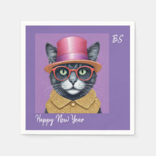 Happy New Year’s party - Cat in Disguise  Napkin