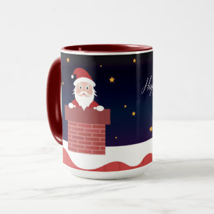 Happy New Year Santa on house roof Mug