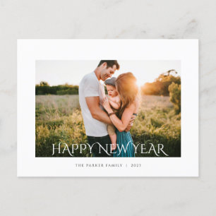 Happy New Year Script Minimalist Holiday Postcard