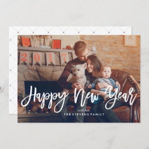 Happy New Year Script Photo Holiday Card