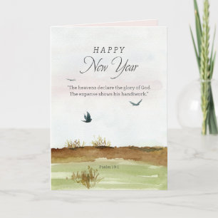 Happy New Year Scripture Psalm 19 Winter Desert  Card