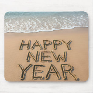 Happy New Year Seashore Mouse Mat