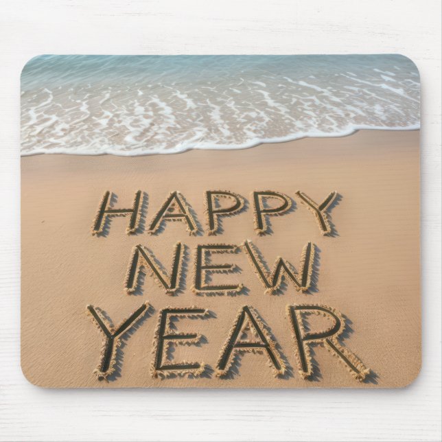 Happy New Year Seashore Mouse Mat (Front)