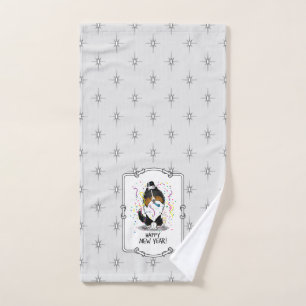 Happy New Year Shetland Sheepdog (tri colour) Cute Bath Towel Set