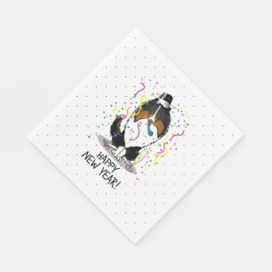 Happy New Year Shetland Sheepdog (tri colour) Cute Napkin