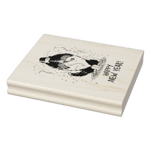 Happy New Year Shetland Sheepdog (tri colour) Cute Rubber Stamp