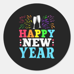 Happy New Year Shirt 2025 2026 Nye Shirt Men Women Classic Round Sticker
