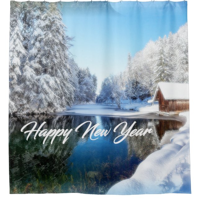 Happy New Year Shower Curtain (Front)