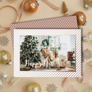  Happy New Year Silver Pinstripe Foil Holiday Card