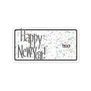 Happy New Year Silver Text Label