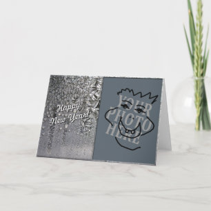Happy New Year Silver with Photo Holiday Card