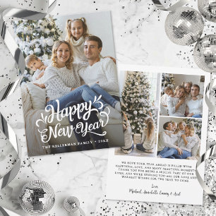 Happy New Year Simple Elegant Photo Holiday Card