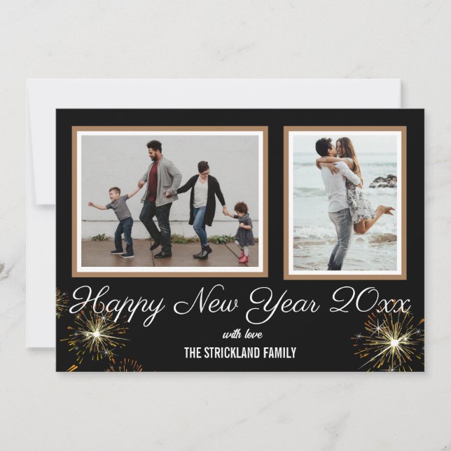 Happy New Year | Simple Photo Overlay Holiday Card (Front)