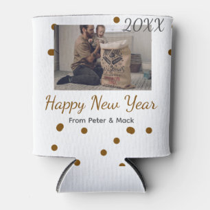 Happy new year Single father add photo name brown Can Cooler