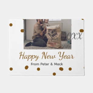 Happy new year Single father add photo name brown Doormat