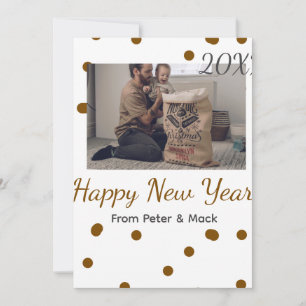 Happy new year Single father add photo name brown  Holiday Card