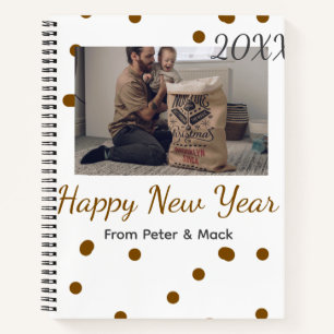 Happy new year Single father add photo name brown  Notebook