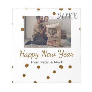 Happy new year Single father add photo name brown Notepad