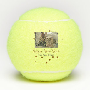 Happy new year Single father add photo name brown  Tennis Balls