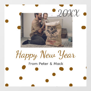 Happy new year Single father add photo name brown  Window Cling