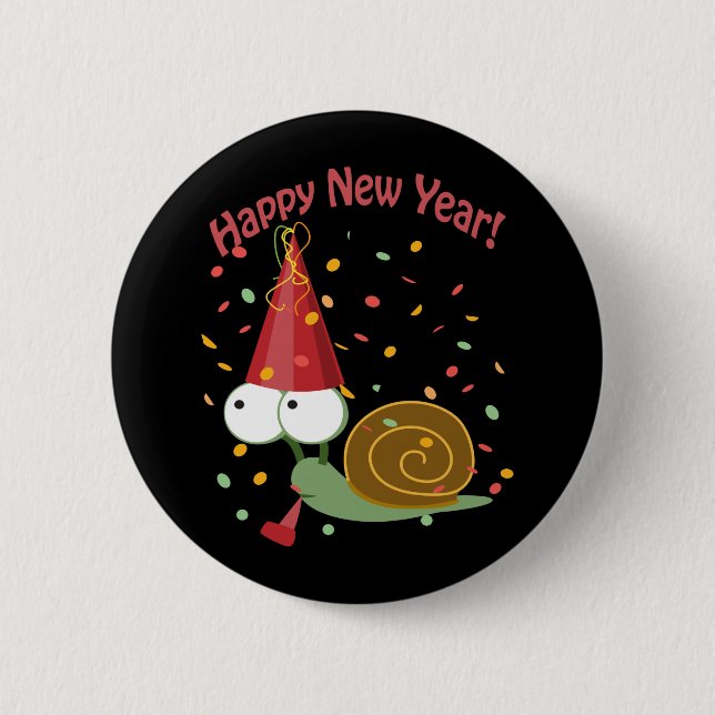 Happy new Year Snail 6 Cm Round Badge (Front)