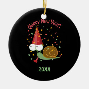 Happy new Year Snail Ceramic Tree Decoration