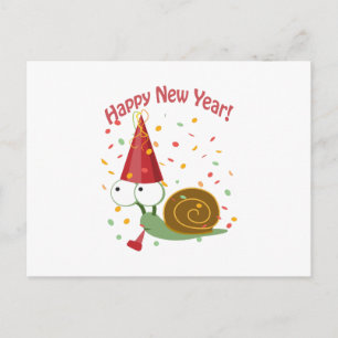 Happy New Year! Snail Holiday Postcard