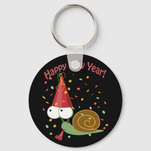 Happy new Year Snail Key Ring
