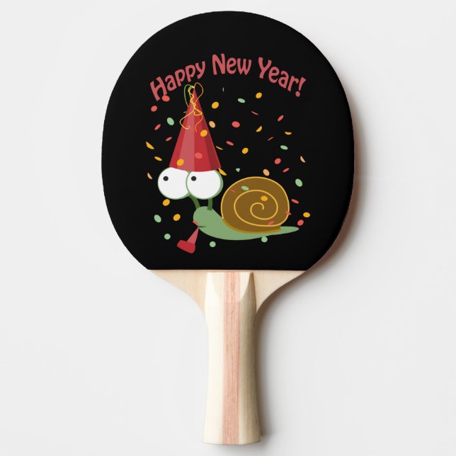 Happy new Year Snail Ping Pong Paddle (Front)