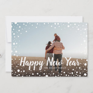 Happy New Year Snow Greeting Photo Holiday Card