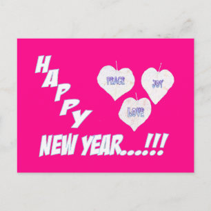 Happy New Year Snow Leaves Postcard